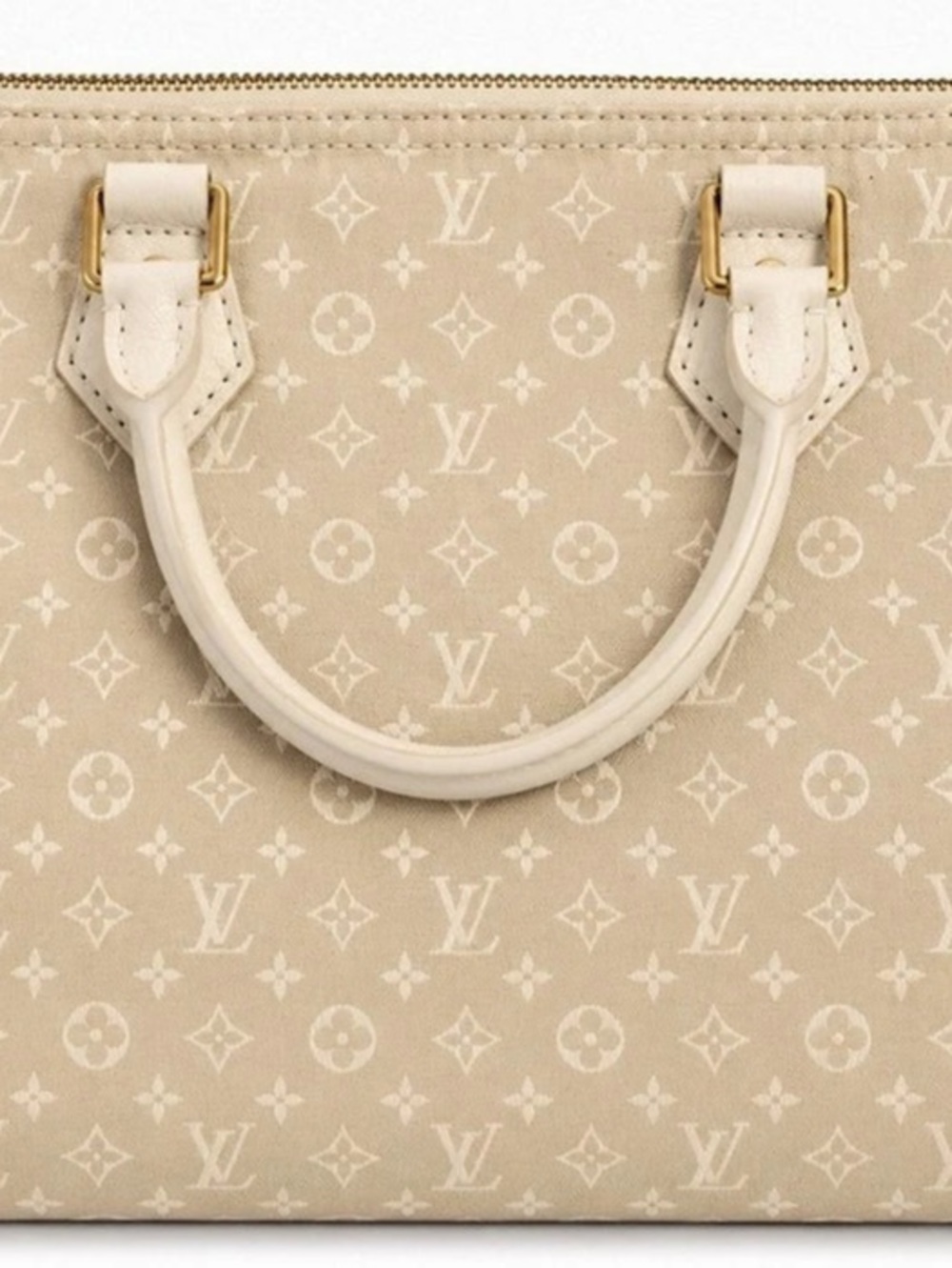 Louis Vuitton Monogram Mini Lin Speedy 30 Satchel Beige & White